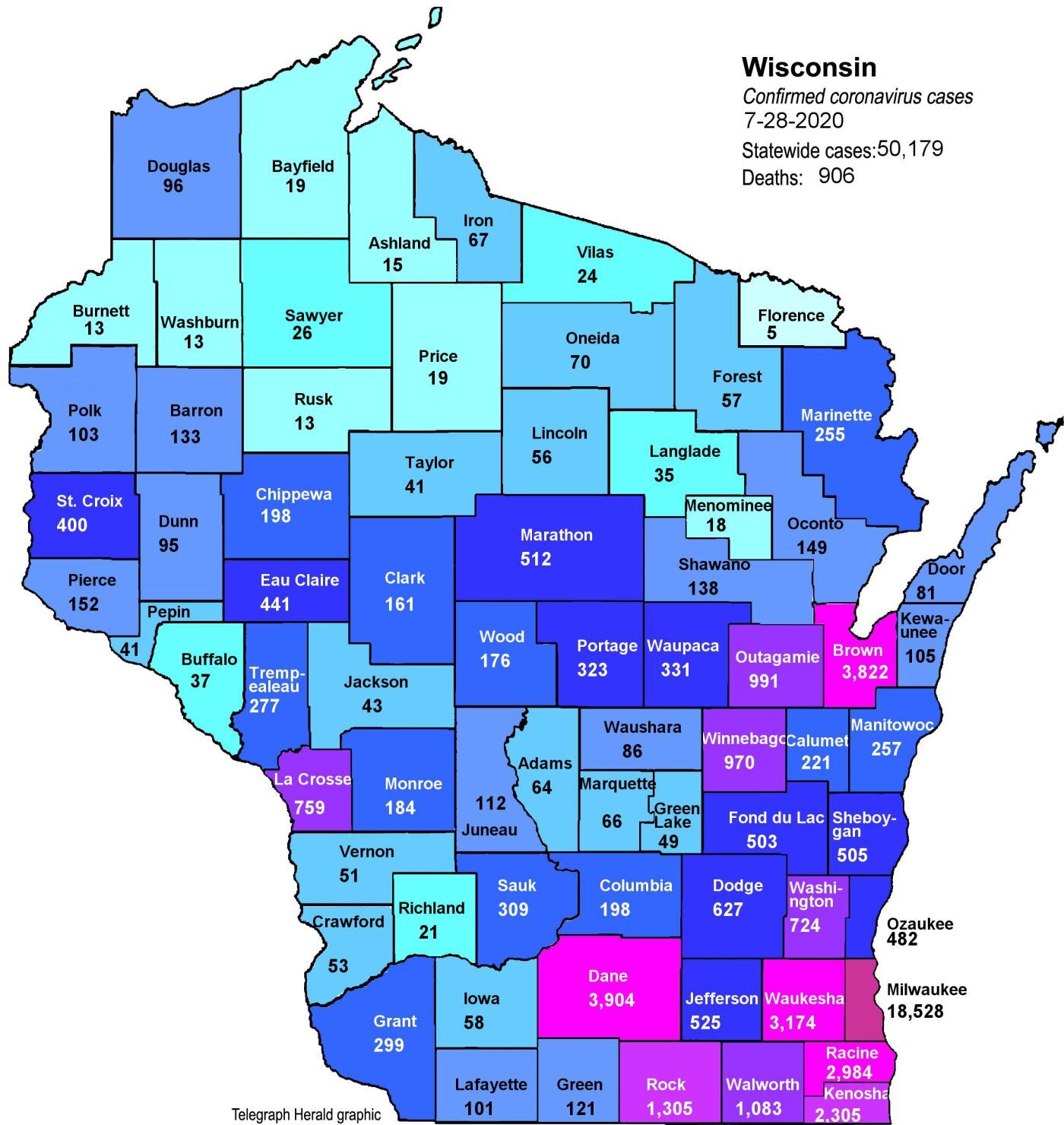 Where is COVID in Wisconsin? (7-28-20)